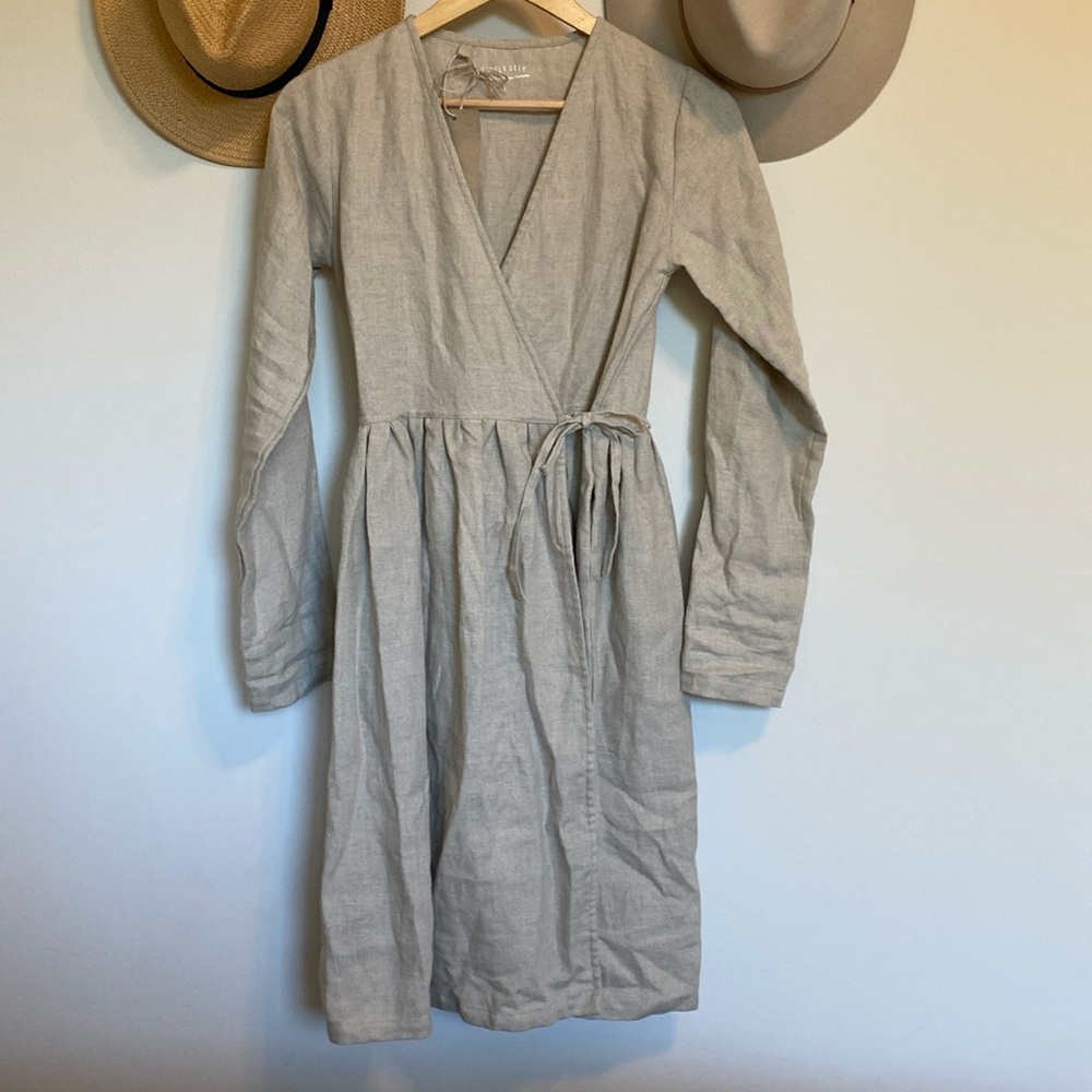 *BRAND NEW* Simple Grey 100% linen wrap dress